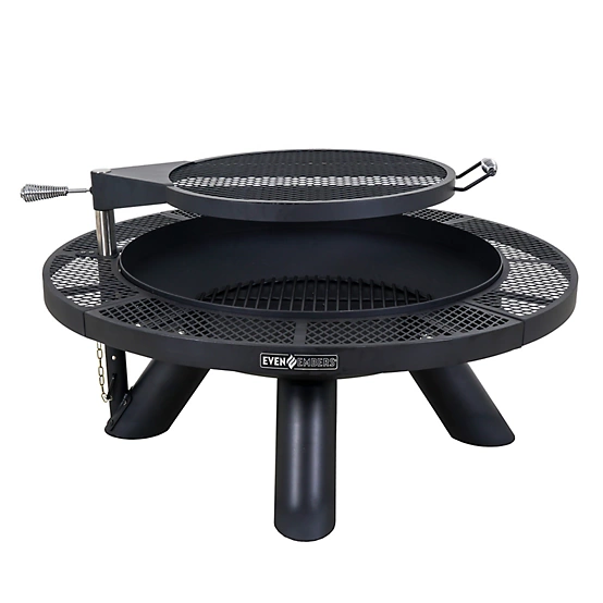 2375690.webp Even Embers 44 in. Round Charcoal/Wood-Burning Fire Pit with Cooking Grate - Image 1